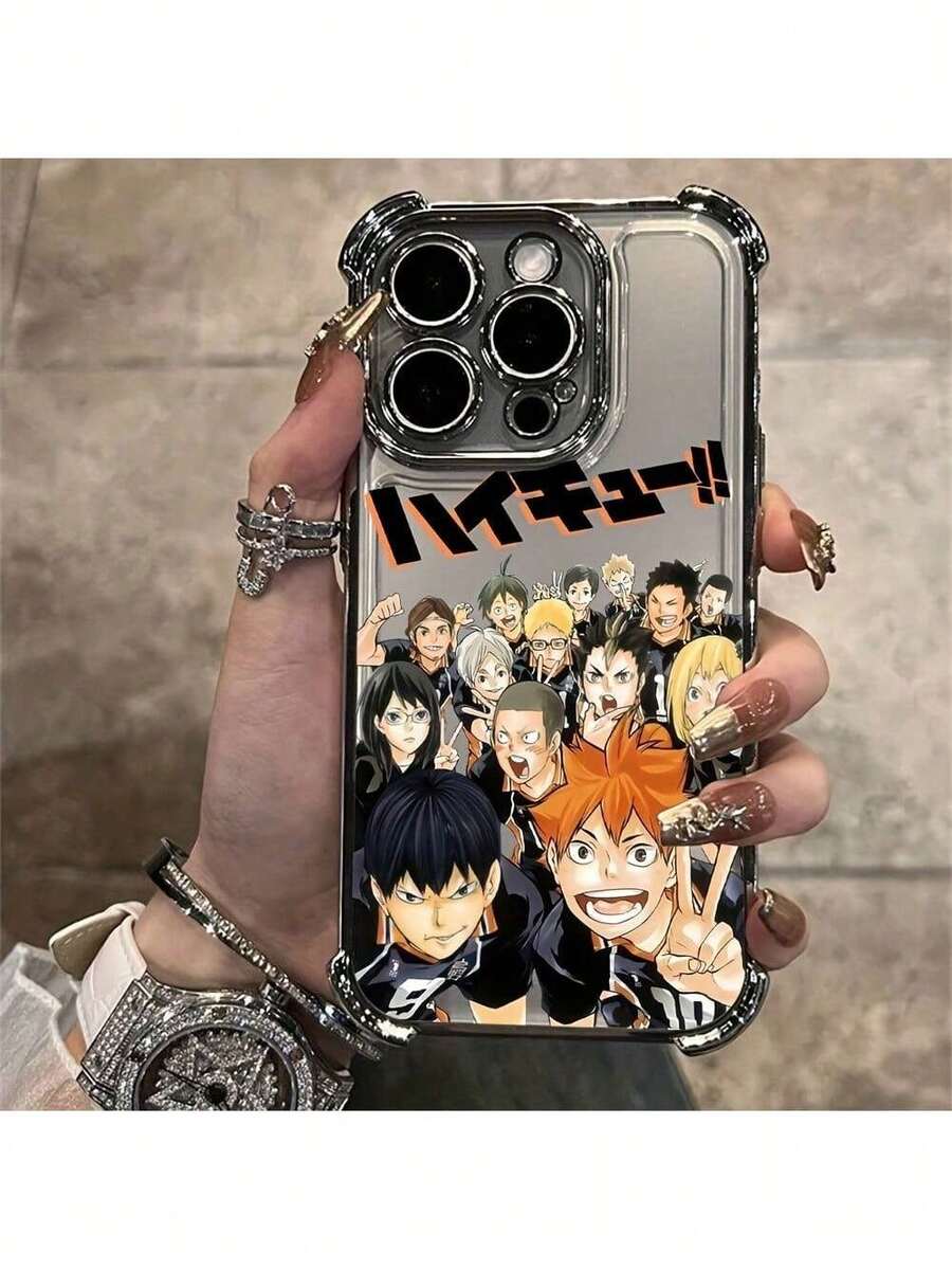 [24h Shipping From DE/FR/ES]Apple 17 22 23 24 25 26 Ultra Galaxy Anime Haikyuu Volleyball Phone Case Compatible With IPhone 16, 15, 14, 13, 12, 11 Pro Max, X, XR, XS Max, 8, 7 Plus, With Transparent Soft Back For Drop Protection. - màu đen - Xem 1