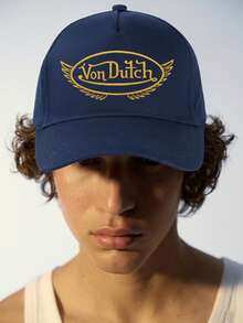 1pcs VonDutch Wings Printed Baseball Cap, Classic Casual Retro Y2K Unisex Baseball Cap, Adjustable Size, Lightweight And Sun Protection, Suitable For Outdoor Sports, Daily Wear, Parties, And - Màu xanh hải quân - Xem 2