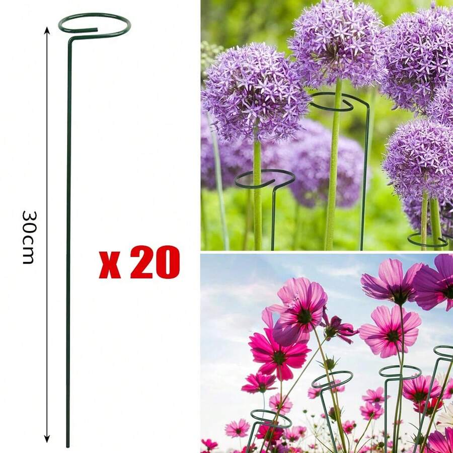 20Pcs Metal Plant Bow Stand Stake Strong Round Garden Flower Support Y Shape UK - View 1