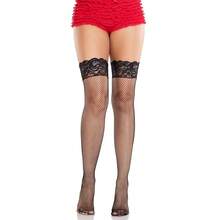 [Free Shipping]Women's Back Seam Thigh High StocFKings For Women Sexyys Fishnets With Stay-Up Lace Top - 紅色 - 查看 3
