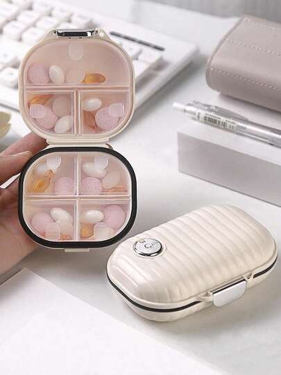 1 Stück tragbare wasserdichte muschelförmige Pillenbox, moderner PET Medizinaufbewahrungskoffer, geeignet für Zuhause und Reisen