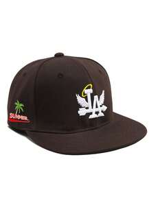 2024 New Letter Wing & Palm Tree Embroidery Fashionable High-Quality Multifunctional Casual Baseball Cap, Personalized Hip-Hop Hat For Men,Summer,Beach,Holiday - Brown - View 4