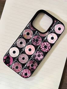 1pc Fashion Personalized Multi-Color Vinyl Record Collage Artistic Pattern Black Liquid Soft Edge Phone Case Compatible With IPhone 16/16Pro/16Plus/15/15ProMax/15Pro/11/12/13/14ProMax/11Pro/11ProMax/12Pro/12ProMax/13Pro/13ProMax/14Pro/14ProMax, Creative Elegant Design - Multicolor - View 3