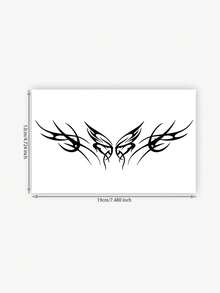 1pc Temporary Tattoo Sticker 7-14 Days Herbal Long-Lasting Tattoo Sticker, Minimalist Waist Abstract Mysterious Pattern Thorn Butterfly Wing Side Waist Tattoo Sticker, Personalized Cool Herbal Tattoo Sticker, Washable Temporary Tattoo Sticker PVC Personalized Fashion Tattoo Sticker Suitable For People - Black - View 2