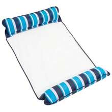 Aqua 4-in-1 Original Monterey Hammock XL Pool Float and Hammock - Multi-Purpose Inflatable Pool Floats for Adults - Patented Thick Non-Stick PVC Material Navy/White Stripe - Hamaca XL azul marino/blanco a rayas - Ver 2