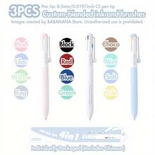 3-Pack, Minimalist Style 0.5mm CS Tip 4-Color Ballpoint Pen (Rolling Clip) |   Specialized In Ink, Neutral Tones, Suitable For All Writing Scenarios - 3 mặt hàng - Xem 13