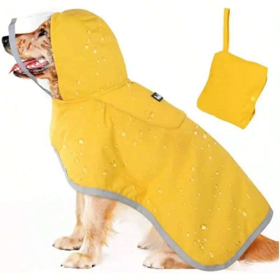 Double-Sided Waterproof Dog Raincoat - Yellow Double-Layered Outerwear, All-Weather Protection - Yellow - View 1