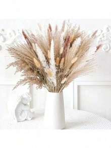 38/60/80/110pcs White Artificial Pampas Grass Decor 17.3/Inch Small Fake Reed Feather Bouquet, Bohemian Style, Wedding Vase, Wreath Decoration, Bedroom Decor, Bohemian Wedding, Mother's Day Gift, Suitable For Halloween, Christmas, Aesthetic Home - Apricot - View 6