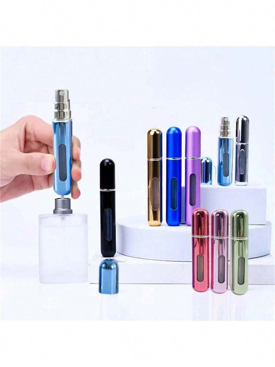 10pcs 5ml Refillable Mini Perfume Spray Bottles, Reusable Perfume Bottles, Travel Perfume Bottles, Mini Perfume Bottles, Can Be Refilled From The Bottom, Refillable Spray Bottles, Travel Essentials, Multiple Colors Available, 1/3/4/5pcs Set, Small Spray Decanting Containers, Travel Storage Pouch, Suitable For Beach, Summer Vacation, Back To School And Other Occasions - Multicolor - View 1