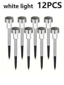 10pcs/12pcs Solar Powered LED Lights, Stainless Steel Pathway Lights, Easy Install LED Landscape Lights, Suitable For Yard, Garden, Porch, Lawn, Path, Patio And Courtyard Decor - Stainless Steel Floor Lamp - View 15