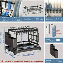 2-Layer Bowl And Plate Rack, Draining Rack, Plate Storage Rack, Multi-Functional Bowl Rack, Stainless Steel Bowl Rack, Rust-Proof Kitchen Bowl And Dish Drying Rack, Kitchen Countertop Cup Rack, With Draining Board And Utensil Rack, Sturdy And Durable, Easy To Clean, Can Be Used To Store Plates, Cups And Knives, Kitchen Accessories, Kitchen Supplies, Kitchen Essentials, Suitable For Kitchen Countertop - View 11