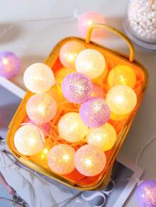 1 Stück 1,5/3 Meter 10/20 Stück Macaron-Farben LED-Lichterkette mit Kugeln - Heimdekoration Schlafzimmer Wanddekoration, geeignet für Schlafzimmerwände, Hochzeiten, Geburtstagsfeiern, zum Schaffen einer festlichen Atmosphäre, geeignet für Hochzeitsdekoration, Geburtstagsdekoration, Schlafzimmer-Feenlichter - Lila, Rosa, Weiß - Übersicht 4
