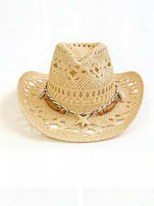 1 chiếc mũ Panama rơm rỗng đính hạt màu trơn phong cách Bohemian, mũ che nắng thời trang, đa năng, phù hợp cho các hoạt động ngoài trời, mũ đồng quê dành cho nữ, phù hợp cho mọi mùa, quà tặng ngày lễ, quà tặng Ngày của Mẹ, quà tặng Ngày Valentine. - MZ3056+ML56 - Xem 7