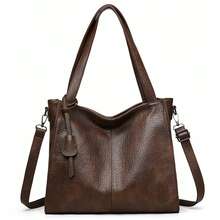 Genuine Soft Leather Tote Bag, Women's Shoulder Crossbody Bag, Large Capacity Handbag - Brown - View 13