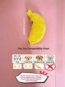 1 pieza Juguete de perro con forma de plátano que hace ruido - Adecuado para razas pequeñas, medianas y grandes, juguete interactivo para masticar - Alivia la ansiedad, hecho de material de poliéster suave, sin batería requerida - Amarillo - Ver 12