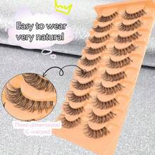 10对假睫毛，自然浓密卷翘3D透明棒状假睫毛，长度6-15mm，舒适柔软，可爱迷人。 - 查看 2