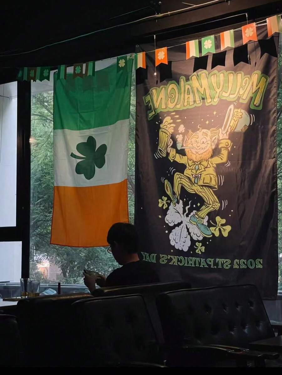 1 lá cờ Ireland, cờ ngày lễ Thánh Patrick, quốc kỳ Ireland, cờ cỏ ba lá Ireland, trang trí ngoài trời, trang trí sân vườn và tiệc theo chủ đề, đồ dùng tiệc lễ hội, phụ kiện lễ kỷ niệm - A - Xem 1