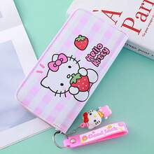 SANRIO 1个Hello Kitty女士长款钱包，可爱粉色拉链手拿包，带娃娃钥匙扣吊坠，大容量卡包，零钱袋，腕带，萌系卡通手机钱包，多卡位，女士旅行收纳好礼 - 1pc - 查看 15