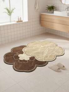1pc Spring/Summer New Arrival, Absorbent Diatomite Mat, Luxury Faux Marble Floral Pattern Bath Mat, Bathroom Rug, Doormat, Small Carpet, Washable Carpet For Home Decor, Bedroom, Outdoor Use - Multicolor - View 11