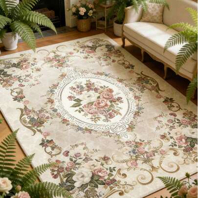 Mother's Day Limited Edition: Vintage Floral Pattern Thickened Carpet, Thick Carpet, Plush Carpet, Autumn/Winter Carpet, Decorative Carpet, Bedroom Decor, Small Rug, Carpet, Home Decor, Living Room Carpet, Bedroom Carpet, Outdoor Carpet, Washable Carpet