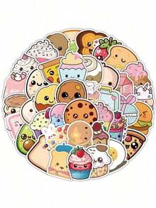 Cute Food Stickers, Water Bottle Stickers For Kids, Vinyl Stickers For Laptop, Skateboard, Summer Stickers For Kids Teens Girls, Classroom Prizes Stickers For Kids Students - 60個可愛食物 - 查看 6