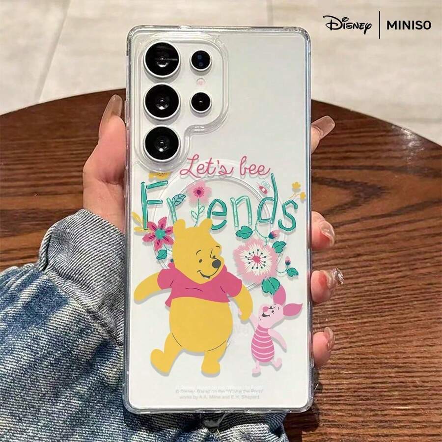 Miniso 迪士尼小熊维尼“让我们成为朋友”手机壳，透明磁吸防震，适用于三星S26 Ultra/S26 Edge/S26 Plus/S26/S25 Ultra/S25 Plus/S25/S25FE/S25Edge/S24 Ultra/S24 Plus/S24/S24FE/S23FE/S23 Ultra/S23 Plus/S23/S22 Ultra/S22 Plus/S22/A15/A16/A17/A35/A36/A37/A54/A55/A56/A57，圣诞礼物，送给女朋友的好选择 - Transparent - 查看 1