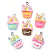 10/20/30pcs Cute Resin Ice Cream Pendant Charms - Adorable Dessert Decor Suitable For Jewelry Making, Bracelets, Necklaces, Keychains, And Hair Accessories - Random Color Assorted Resin Ice Cream Cones And Spoons - Multicolor - View 1