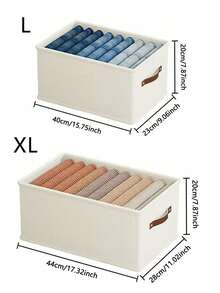 1/2pcs Beige Fabric Collapsible Undergarment Storage Box, Oxfod Cloth Drawer Style Clothes Organizer Box, Household Clothing Shelves Storage For Jeans, Sweaters - Beige - View 18