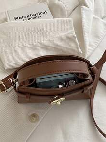 2026新款鳄鱼纹压花小方包，休闲单肩斜挎包，百搭女士小方包 - 棕色 - 查看 11