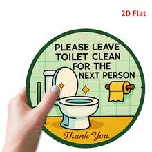 1 pieza Letrero de baño plano 2D de hierro, tamaño 19.99X19.99cm, con un mensaje humorístico e higiénico: "Por favor, deje el inodoro limpio para los demás". Esta obra de arte de pared de metal plano 2D es perfecta para baños públicos y privados. Agujeros preperforados como se muestra en el diagrama de dimensiones - Multicolor - Ver 7