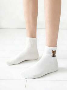 1/5 pares de calcetines de tobillo con diseÃ±o de oso lindo para mujeres, diseÃ±o versÃ¡til y de moda, cÃ³modos y transpirables para todas las estaciones, colores aleatorios - Multicolor - Ver 4