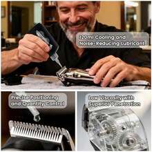 Premium Clipper Lubricating Oil 4.05oz/120ml For Clippers Blade Corrosion & Trimmers, Groomers, Hair Clipper Oil With 2 X Clean Brushes And 1 X Quick Lubrication Box For Barber & Home Use And Gift - BỘ ĐEN - Xem 3