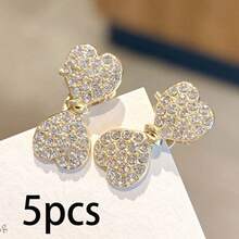 5pcs Small Rhinestone Bow Side Clip, Rhinestone Hair Clip Elegant Mini Bangs Hair Accessories - Multicolor - View 10