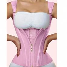 Popular High-Elasticity Court-Style Mesh Waist Cincher Corset Vest With Zipper And Button Closure Vintage Shapewear For Women - màu đen - Xem 10