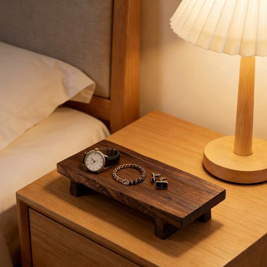 Plateau de rangement pour salle de bain en bois vintage, plateau de cuisine élégant et durable, convient pour le rangement dans la salle de bain et la cuisine, peut être utilisé pour ranger les cosmétiques ou pour la décoration d'intérieur. Plateau de cuisine, plateau décoratif