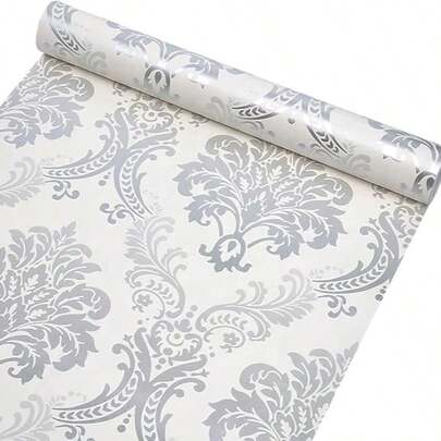 ورق حائط لاصق ذاتي الالتصاق بنمط أوروبي فلوري، مقاوم للماء سهل التركيب قابل للإزالة من البي في سي لديكور غرفة النوم والمكتب وغرفة الشاي، 45م*100/300/500سم لفة واحدة