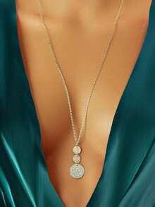 1pc Fashionable Circular Pendant Necklace, Suitable For Women's Daily Wear - Bạc - Xem 9