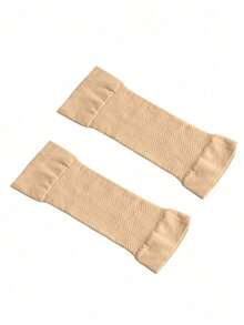 2Pcs Apricot Compression Arm Shaper Sleeves, Breathable & Stretchable Design, Perfect Gym Fitness Accessories For Women - 米色 - 查看 2