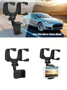 1 pieza Soporte para teléfono móvil en el espejo retrovisor del coche, Clip para cámara de salpicadero del automóvil, Soporte para teléfono del coche, Soporte de navegación - A - Ver 2