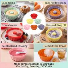 Set de 12/24 moldes de silicona mini para magdalenas, moldes con forma de calabaza antiadherentes para pasteles, flanes, gelatinas, herramientas de repostería DIY, colores aleatorios (Este producto no es de tamaño estándar, confirme el tamaño antes de comprar) - Multicolor - Ver 5
