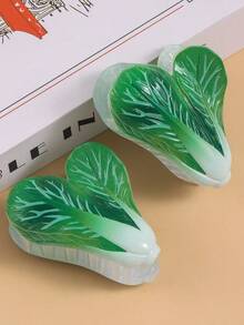 1个趣味仿真小白菜发夹，创意蔬菜造型，新奇发夹，适合丸子头造型 - 彩色 - 查看 1