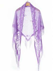 1pc Women Beach Accessories Lace Shawl Hollow With Long Tassel Triangular Scarf For Bridesmaid Wedding Party Beach Travel Date Accessories Women Valentine's Day Valentines - Nhiều màu - Xem 8
