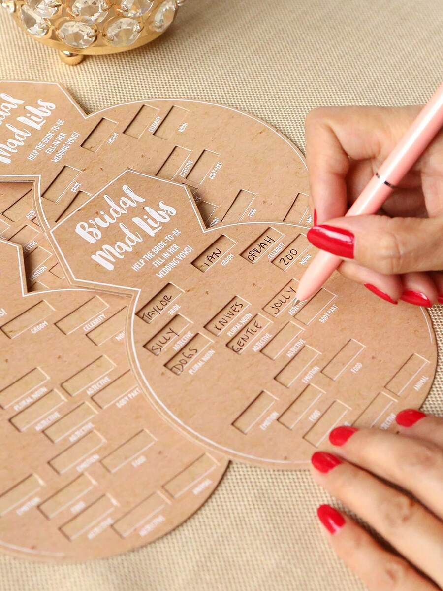 5/10pcs/Set Bride Party Game, Ring Crazy Fill-In Cards, Wedding Party Game, Engagement Party, Bachelorette Party Game, Kraft Paper