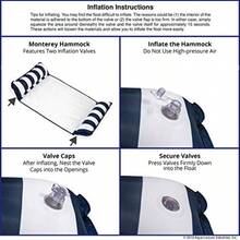Aqua 4-in-1 Original Monterey Hammock XL Pool Float and Hammock - Multi-Purpose Inflatable Pool Floats for Adults - Patented Thick Non-Stick PVC Material Navy/White Stripe - Hamaca XL azul marino/blanco a rayas - Ver 7