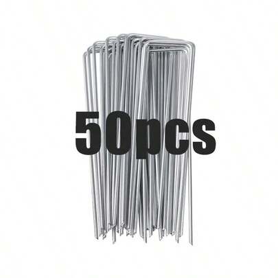 10/30/50pcs U-Shaped Garden Nails, Heavy Duty Fence Posts, Lawn Pegs, Galvanized Landscape Spikes For Securing Lawn Edging And Barriers