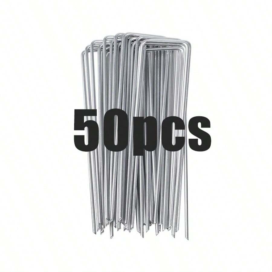 10/30/50pcs U-Shaped Garden Nails, Heavy Duty Fence Posts, Lawn Pegs, Galvanized Landscape Spikes For Securing Lawn Edging And Barriers - Multicolor - View 1