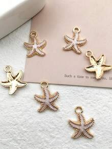 Bộ 10 mặt dây chuyền hình sao biển bằng hợp kim kẽm thời trang, thích hợp cho phụ nữ tự làm trang sức. - trắng - Xem 4