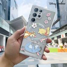 Miniso 迪士尼小熊维尼樱花手机壳，透明磁吸防震，适用于三星S26 Ultra/S26 Edge/S26 Plus/S26/S25 Ultra/S25 Plus/S25/S25FE/S25Edge/S24 Ultra/S24 Plus/S24/S24FE/S23FE/S23 Ultra/S23 Plus/S23/S22 Ultra/S22 Plus/S22/A15/A16/A17/A35/A36/A37/A54/A55/A56/A57，圣诞礼物，送给女朋友的好选择 - Transparent - 查看 4