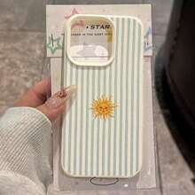 1PC 1pc TPU Material Light Blue Striped Sunflower Pattern Phone Case Compatible With  17 Pro Max/17/16 Pro Max/15/13/12/11, S20 FE/A15/S24/A55,  Note 11/12/13 Pro, Full Coverage Anti-Drop Soft Protective Cover Phone Cases  Case Summer  17 Pro Max Case  17 Case  17 Pro Case  16 Case Clear Phone Case - 1 cái - Xem 2