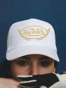 1pcs VonDutch Wings Printed Baseball Cap, Classic Casual Retro Y2K Unisex Baseball Cap, Adjustable Size, Lightweight And Sun Protection, Suitable For Outdoor Sports, Daily Wear, Parties, And - White - View 2